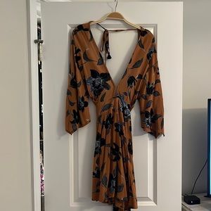 Floral Deep V Mini Dress